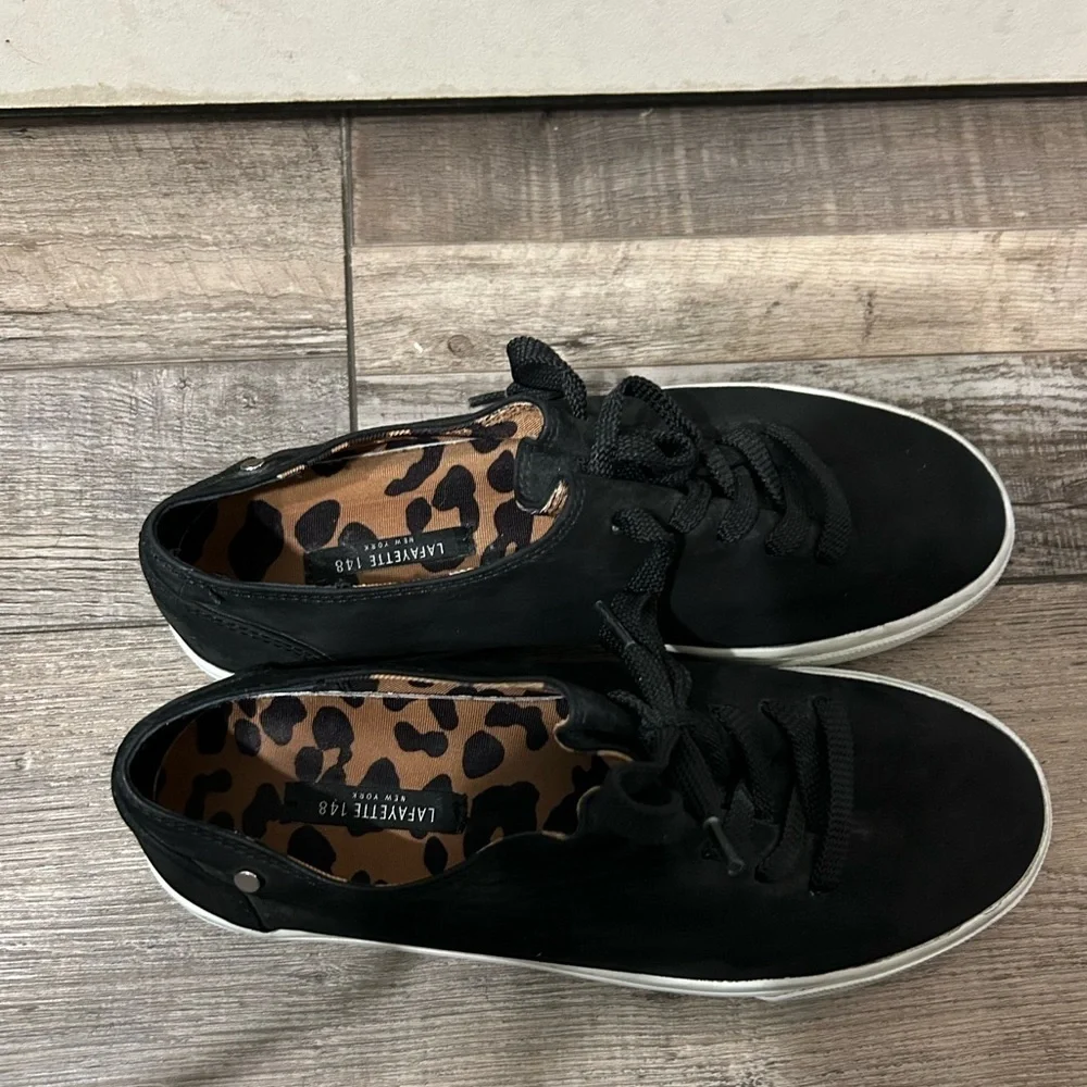 Lafayette 148 Women's Black leopard Petara Sneaker Tennis Shoe